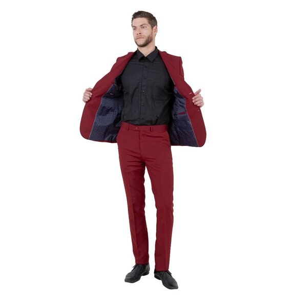 Vitto's Premium Polyester 2pc Mens Suit,  Burgundy - Picture 2 of 6